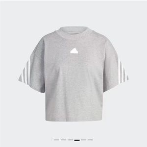 NWT Adidas Future Icons 3 Stripes Tee Shirt Gray & White size S